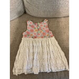 Matilda Jane Girls Floral Lace Tiered Ruffle Dress Blue Pink White Size 2 D17191